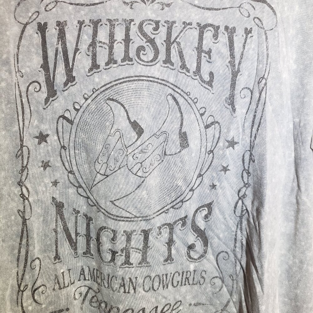 Zutter Graphic Tee Womens Size Small Over~sized 'Whiskey Nights' 100% Cotton